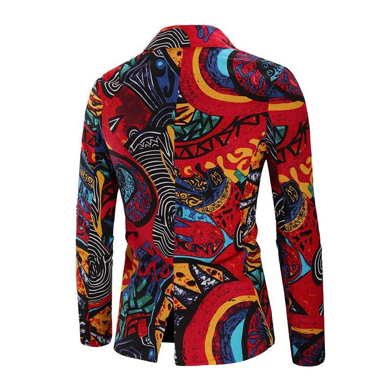 Mens Vintage Ethnic Print Lapel Blazer 81540555M
