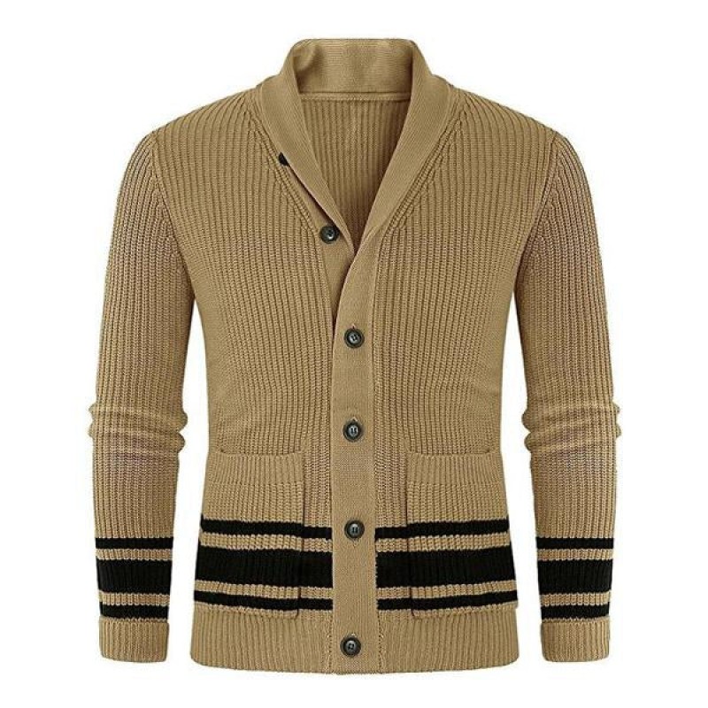 Mens Knit Lapel Jacquard Cardigan Sweater Jacket 39479989X