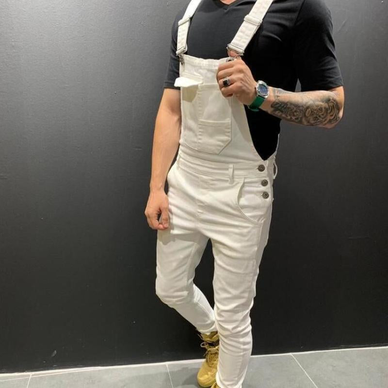 Mens Solid Color Denim Overalls 01703561X