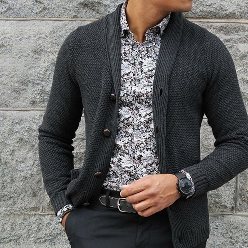 Mens Solid Color Single Breasted Knit Jacket 84274861X