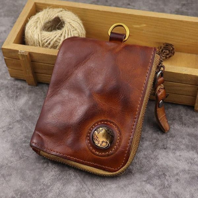 VINTAGE HANDMADE COWHIDE WALLET 65218738M
