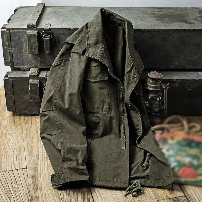 Mens Retro Heavy Industry Long Sleeve Loose Cargo Jacket 20509043M