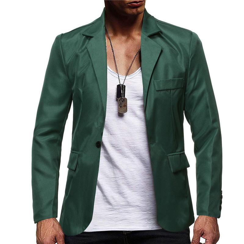 Mens Solid Color Single Breasted One Button Blazer 77926916X