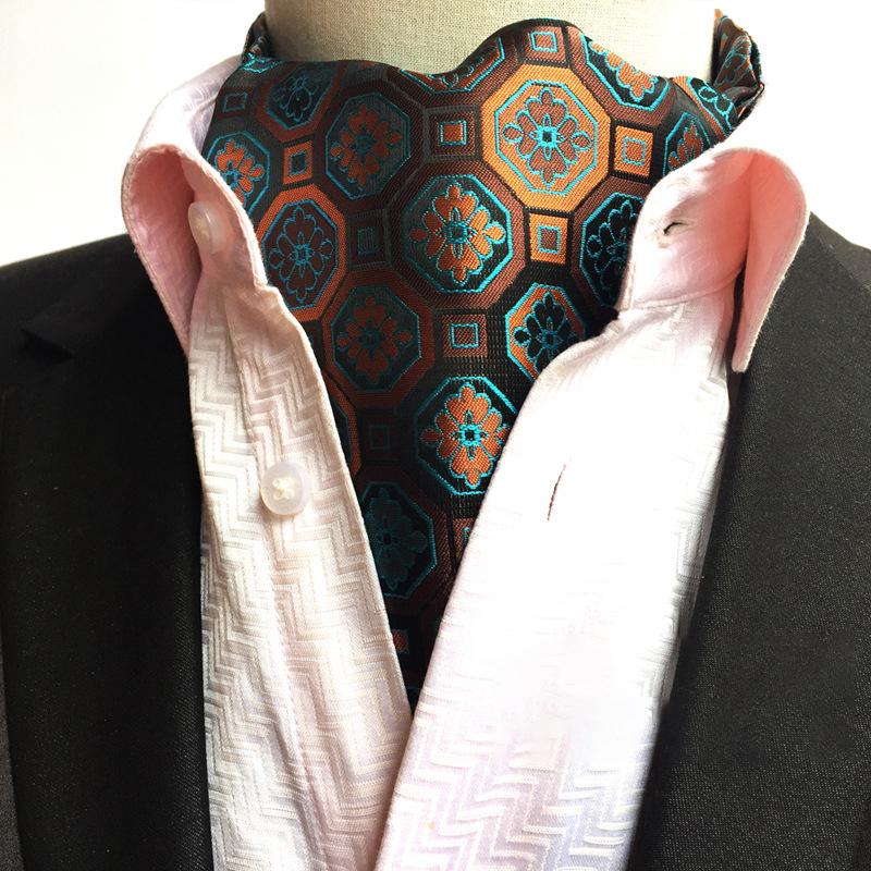 Mens Vintage Paisley Jacquard Suit Shirt Collar Scarf 56954792M