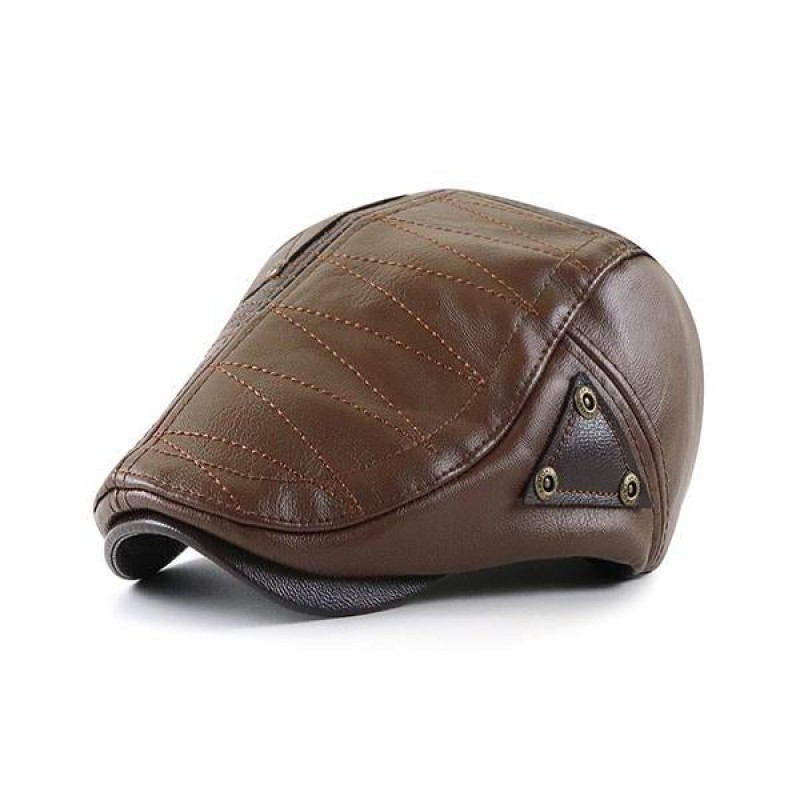 MENS PATCHWORK LEATHER HAT