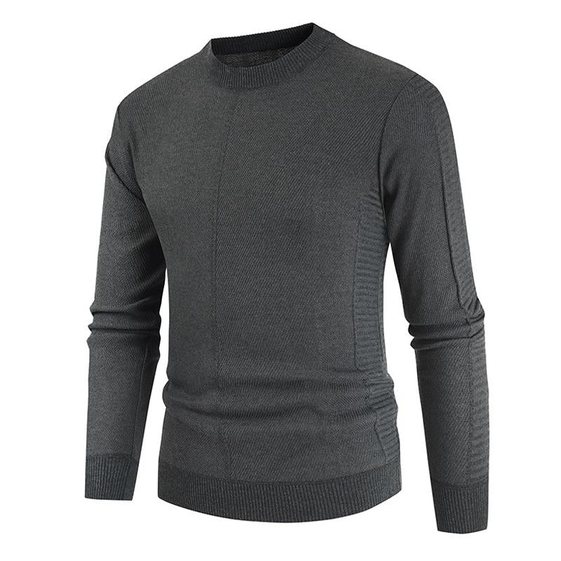 Mens Casual Solid Color Round Neck Long Sleeve Knitwear 33931978Y