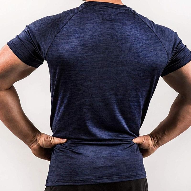 Mens Solid Color Quick-drying Breathable Training High-elasticity T-shirt 52586914X