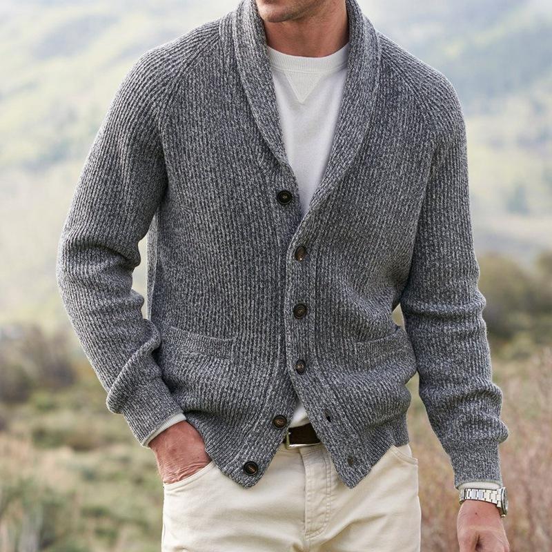Mens Lapel Cardigan Button Knit Sweater 40231723X