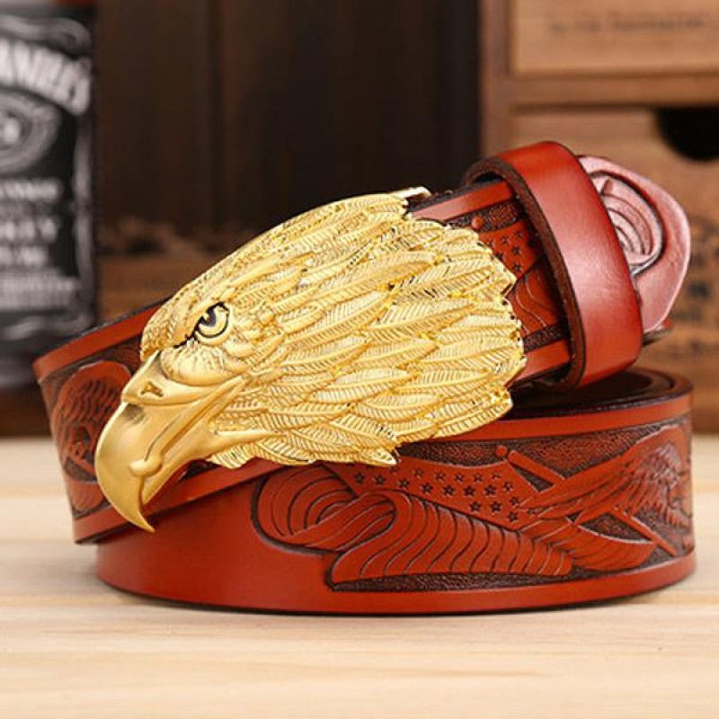 COWHIDE CASUAL EAGLE HEAD BELT 97611482M