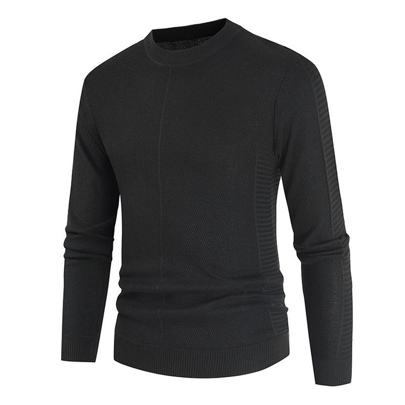 Mens Casual Solid Color Round Neck Long Sleeve Knitwear 33931978Y