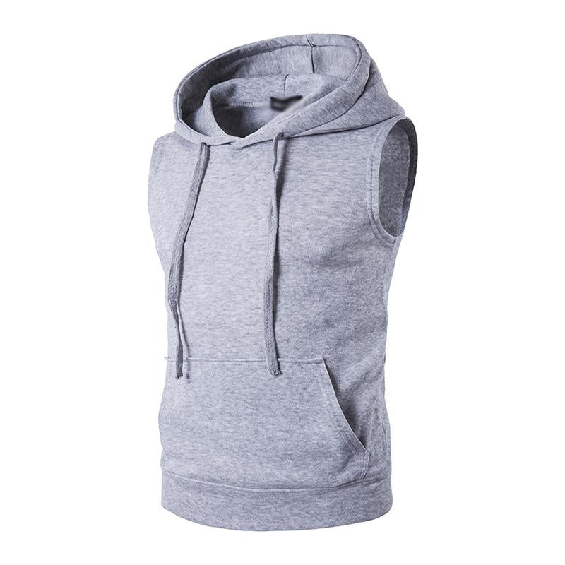 Mens Sport Hooded Kangaroo Pocket Sleeveless Tank Top 84168898M