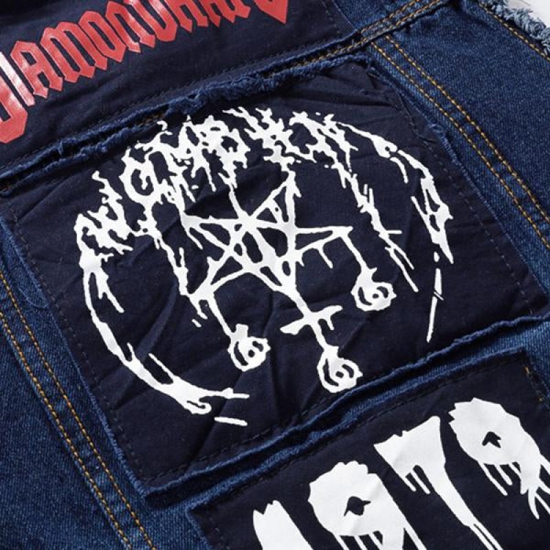 Mens Casual Patch Brushed Denim Vest 58084916M