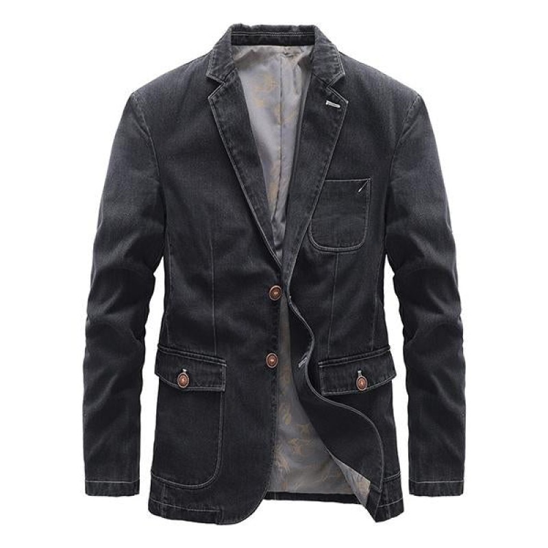 Mens Thin Casual Slim Denim Blazer 71507255M