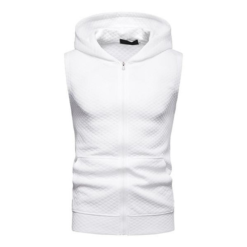 Mens Casual Zip Rhombus Hooded Vest 84655941M