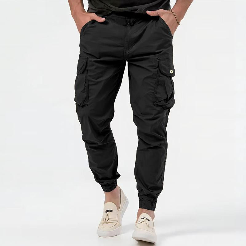 Mens Solid Color Three-Dimensional Pocket Cargo Pants 10815009Y