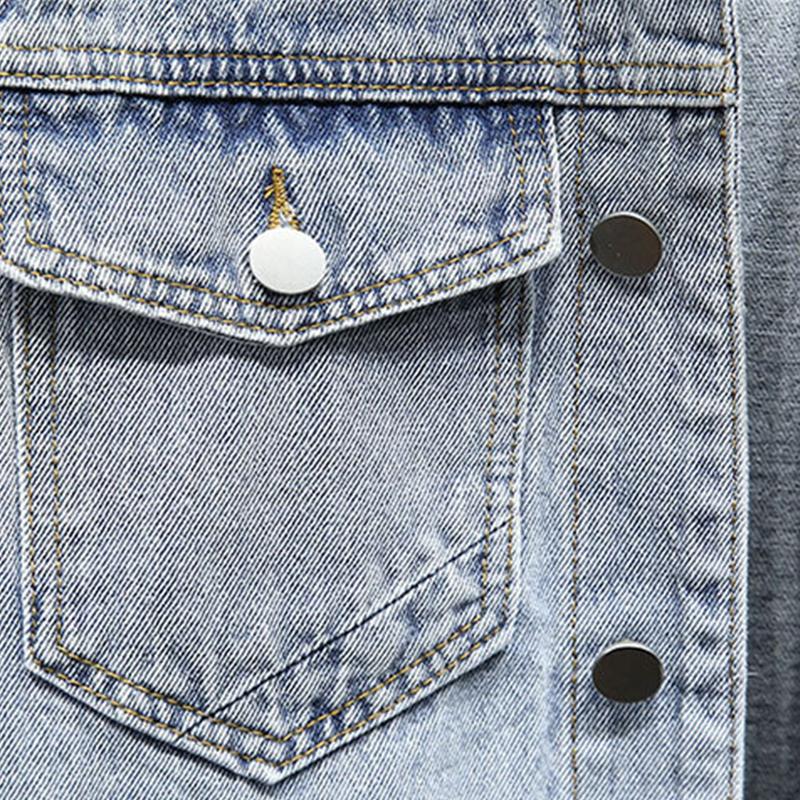 Mens Casual Lapel Multi Pocket Slim Denim Vest 47069073M