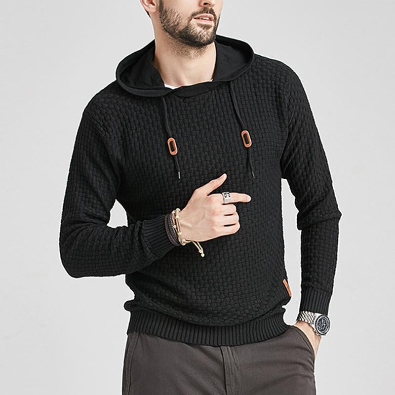 Mens Casual Solid Color Knitted Long Sleeve Hoodie 85263275M