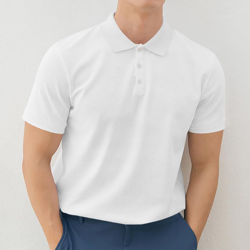 Mens Solid Lapel Buttons Short Sleeve Polo Shirt 05578388Z