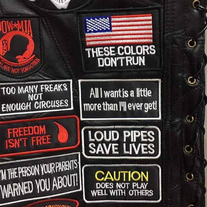 Mens Embroidered Badge Leather Cycling Vest 14570111M