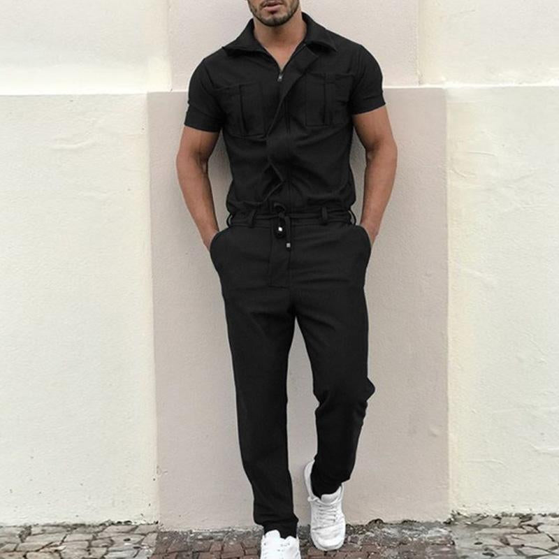 Mens Casual Loose Short-sleeved Trousers Cargo Overalls 87687291M