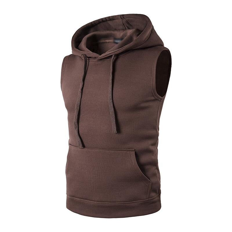 Mens Sport Hooded Kangaroo Pocket Sleeveless Tank Top 84168898M