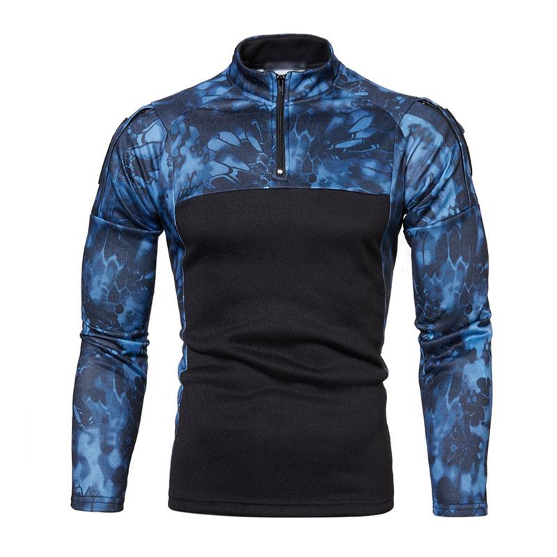 Mens Outdoor Camouflage Patchwork Long-sleeved Thin Sweatshirt 64474638M