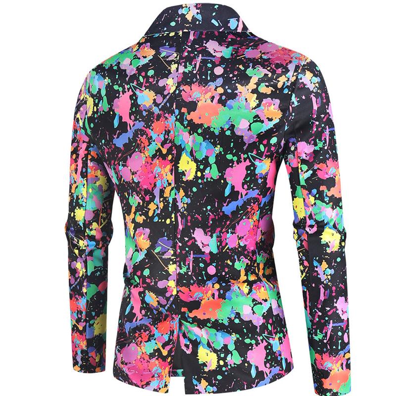 Mens Casual Printed Lapel Long Sleeve Blazer 61091495Y
