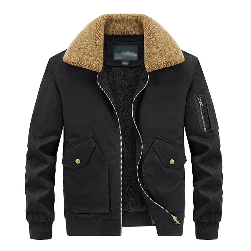 Mens Casual Cotton Fleece Washed Cargo Coat 12217264M