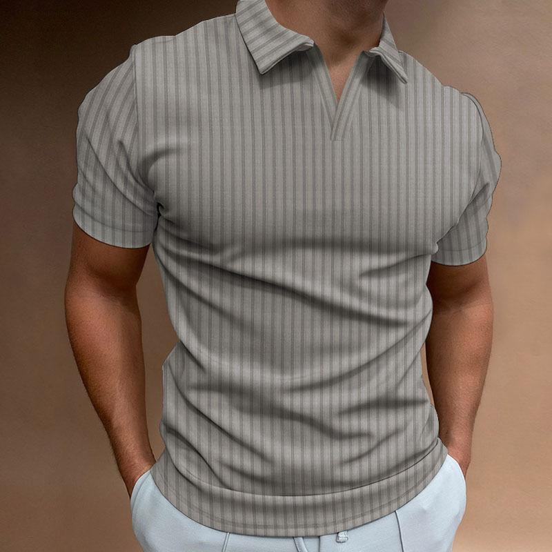 Mens Casual Striped Polo Collar Short-Sleeved T-Shirt 20612806Y