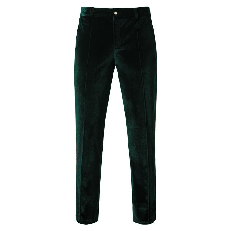 Mens Vintage Contrast Trim Velvet Double Breasted Wedding Blazer Pants Suit 01449780M