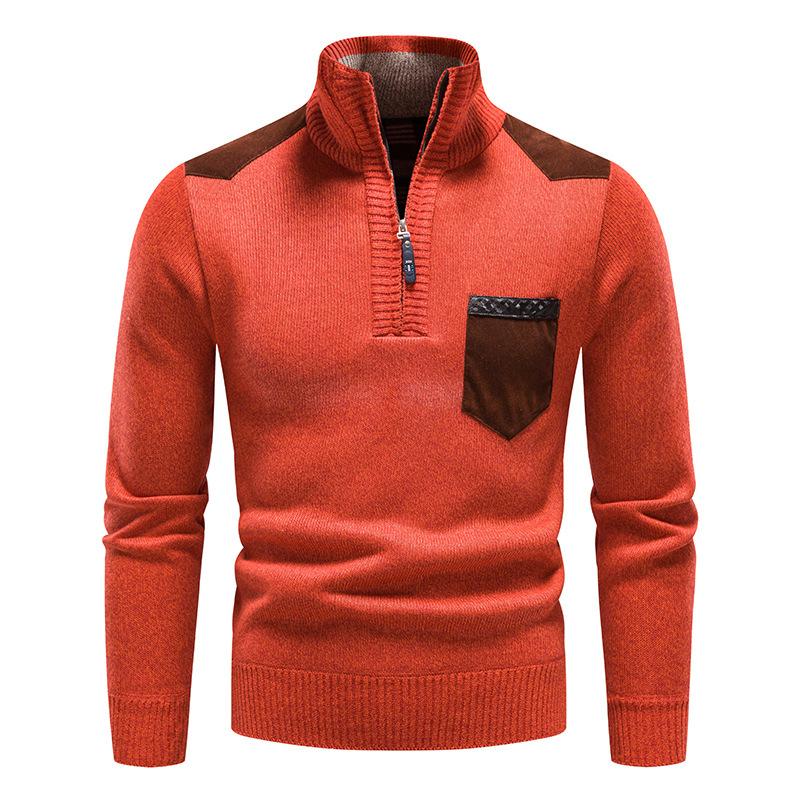 Mens Half Turtleneck Thickened Slim Fit Zip Pullover Knitwear 37961297M