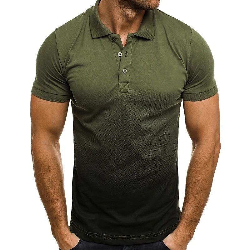 Mens Casual Gradient Print Short Sleeve POLO T-shirt 26429298Y