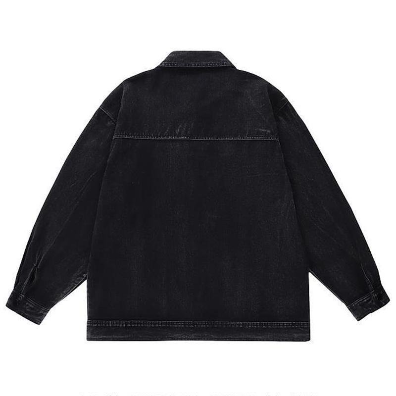 Mens Vintage Gradient Tie Dye Oversized Denim Jacket 60804558M