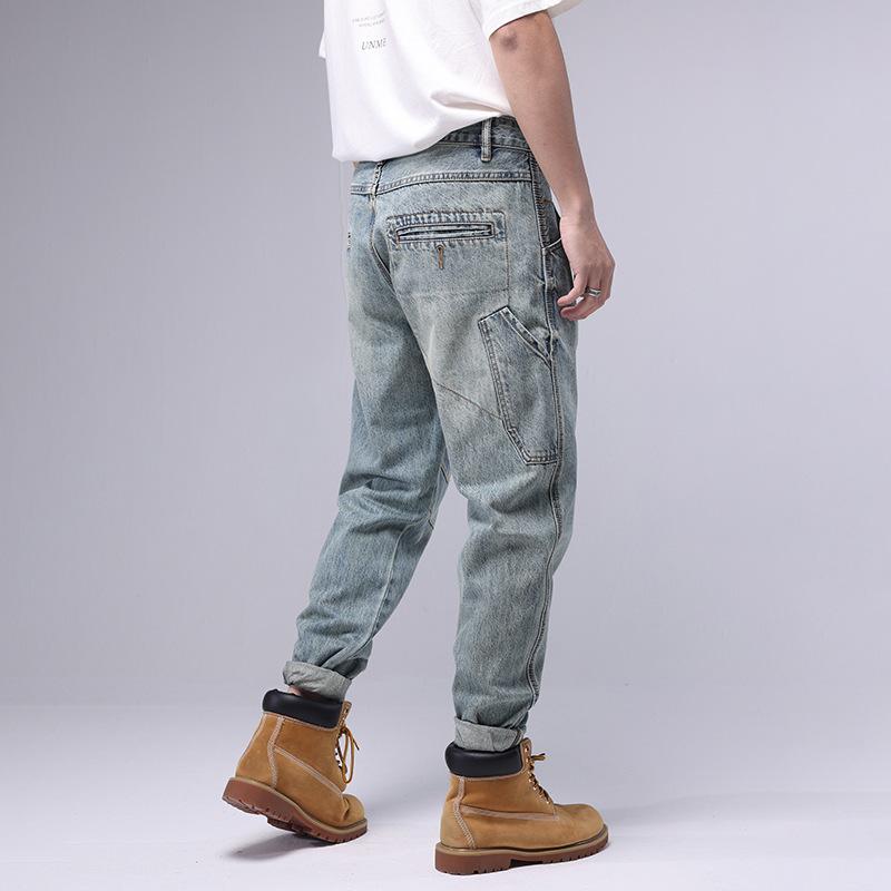 Mens Vintage Loose Cargo Denim Harem Pants 35307050M