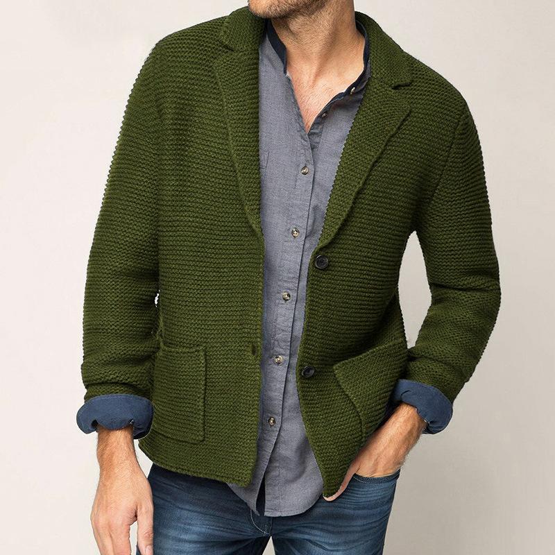 Mens Casual Lapel Long Sleeve Knit Cardigan 90618023M