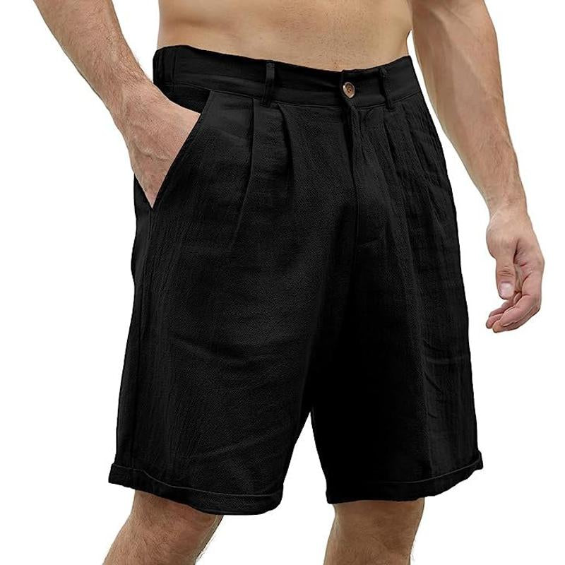 Mens Casual Simple Solid Color Beach Shorts 89130954Y