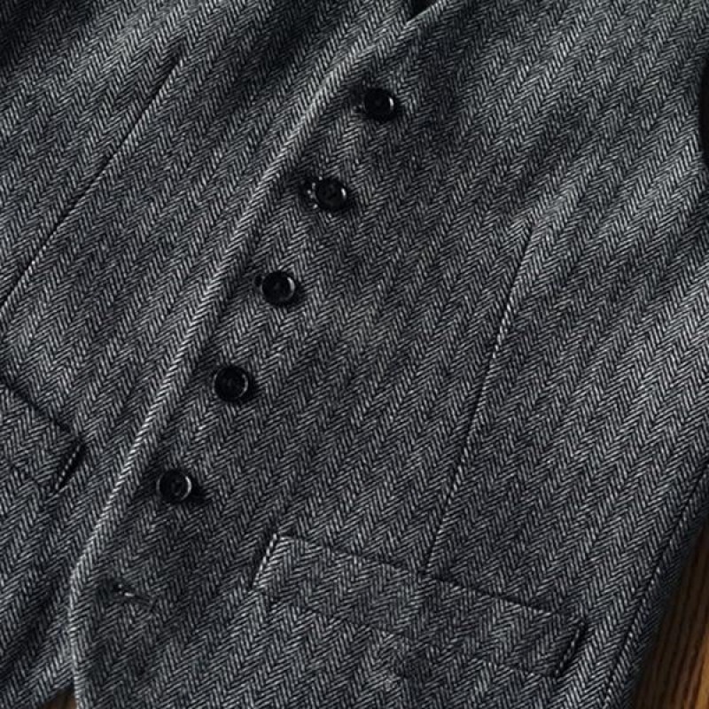 Mens Retro Warm Wool Herringbone Vest 37310949M