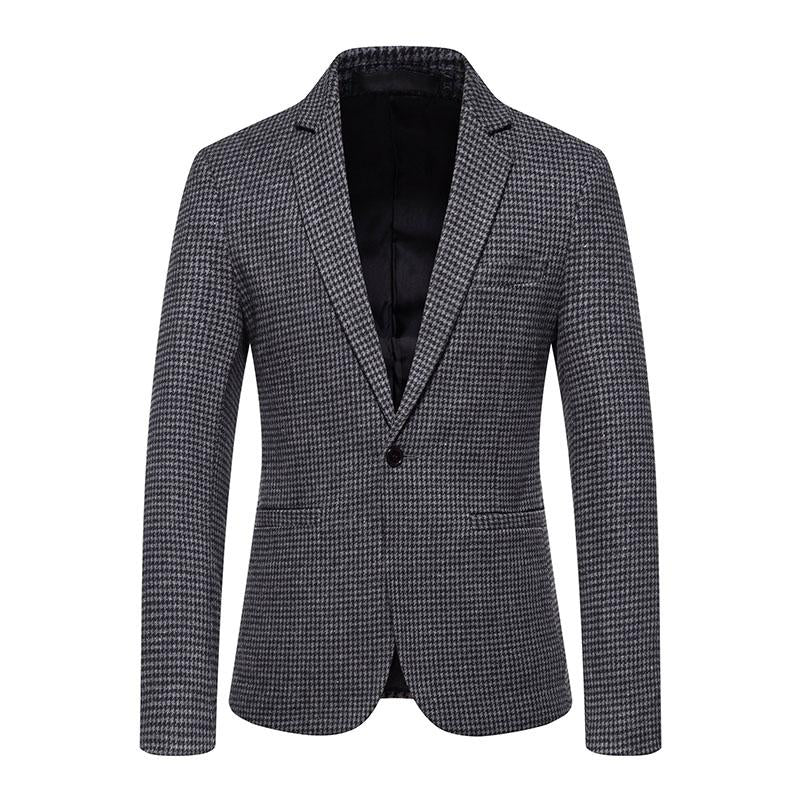 Mens Casual Plaid Lapel Blazer 44845915M