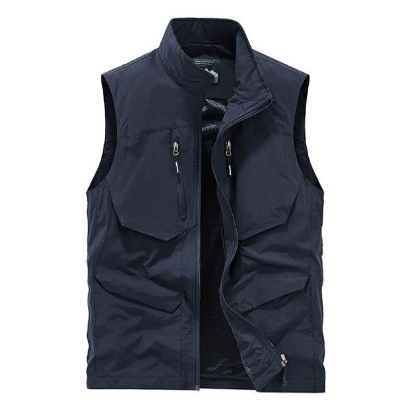 Mens Casual Mesh Multi Pocket Quick Dry Vest 48070387M