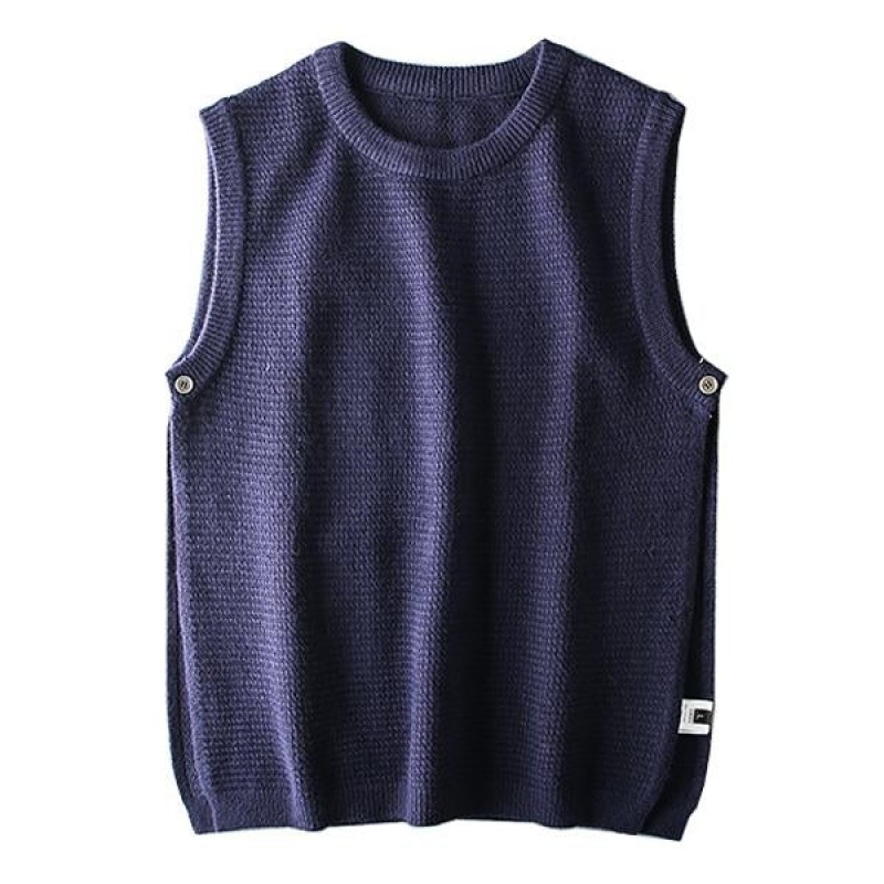 Mens Vintage Crew Neck Knit Vest 62627081M