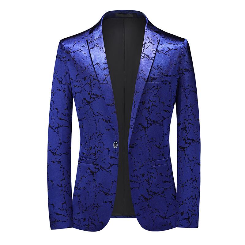 Mens Vintage Print Slim Fit One Button Blazer 02580919M