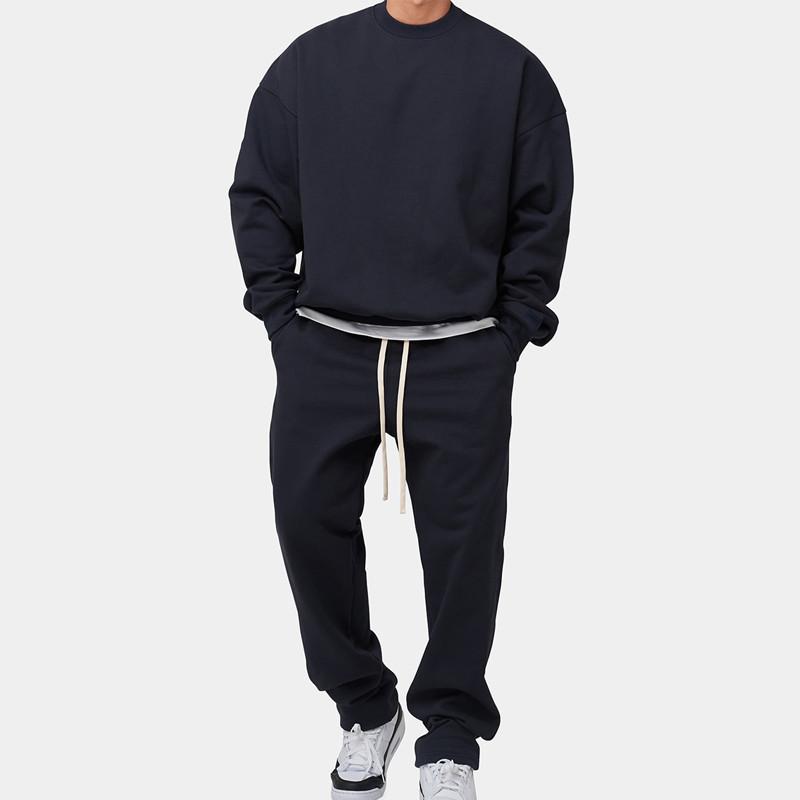 Mens Solid Loose Sweatshirt Set 33123705Z