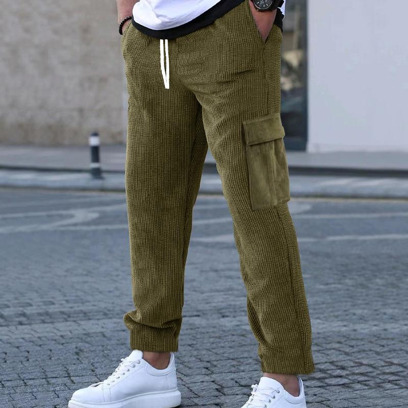 Mens Corduroy Sport Loose Straight Multi Pocket Pants 26046515M