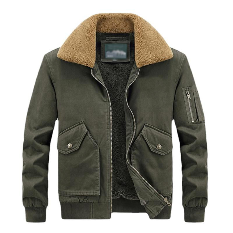 Mens Casual Cotton Fleece Washed Cargo Coat 12217264M