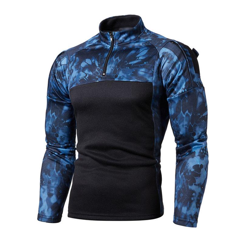 Mens Outdoor Camouflage Patchwork Long-sleeved Thin Sweatshirt 64474638M