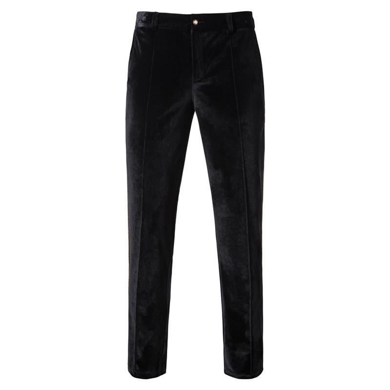 Mens Vintage Contrast Trim Velvet Double Breasted Wedding Blazer Pants Suit 01449780M