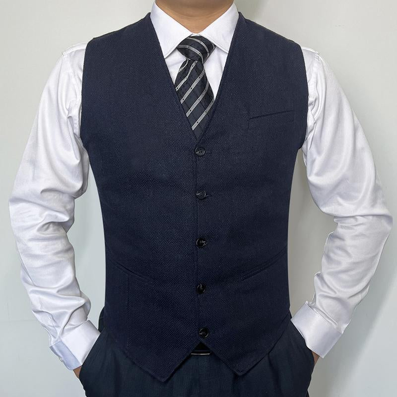 Mens Herringbone Pattern V-neck Suit Groom and Best Man Vest 26434573X