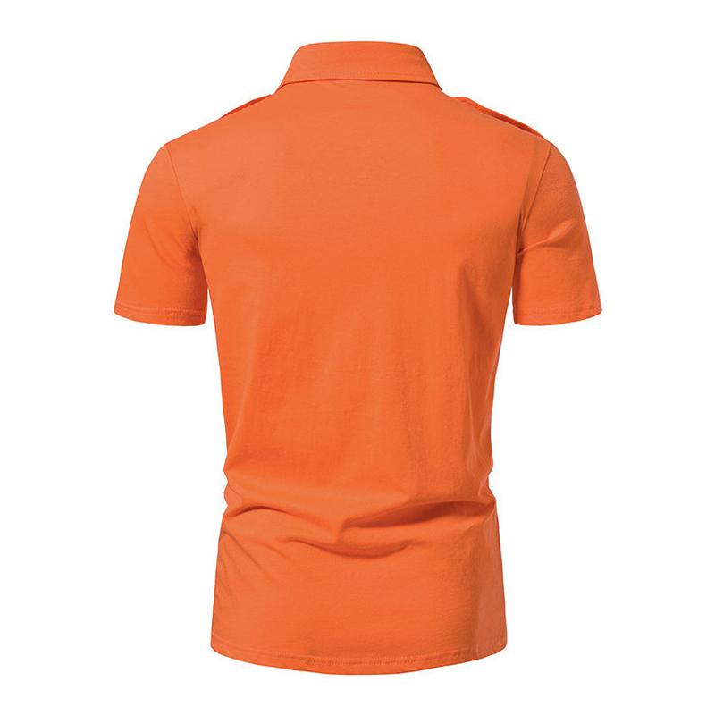 Mens Summer Casual Solid Color Lapel Short Sleeve Shirt 44197407M