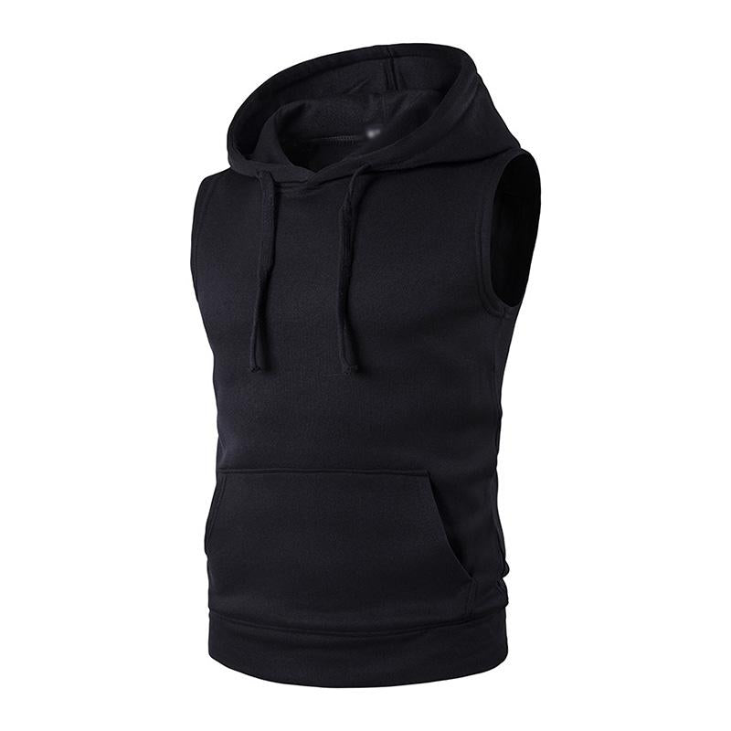 Mens Sport Hooded Kangaroo Pocket Sleeveless Tank Top 84168898M