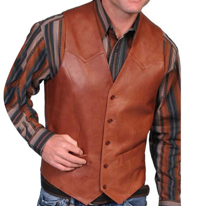 Mens Western Vintage Leather Vest 41857007Y